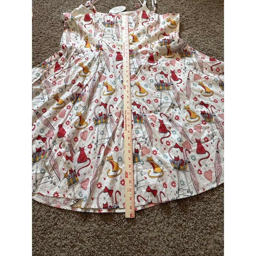 Unique Vintage Retro Cat Babydoll Tie Neck Dress Artsy Swing 3X 20 NWT - Picture 8 of 9